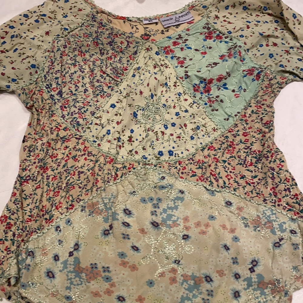 Funky Patchwork Beaded Blouse - image 3